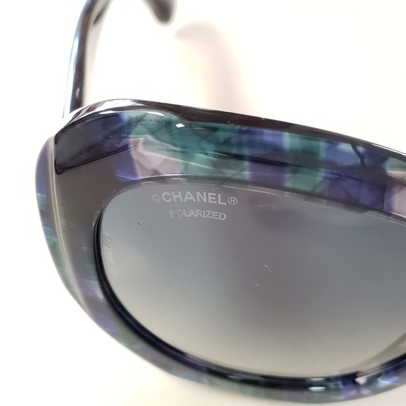 Chanel 100%AUTH Blue Multicolor CC Logo Sunglasses - Picture 3 of 8